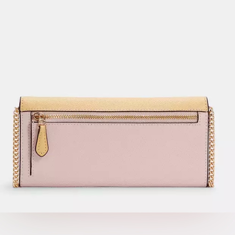Slim Envelope Wallet With Chain In Colorblock - Picture 3 of 10